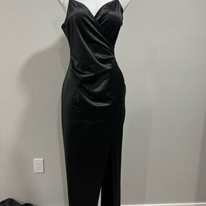 Windsor Black Satin Maxi Dress